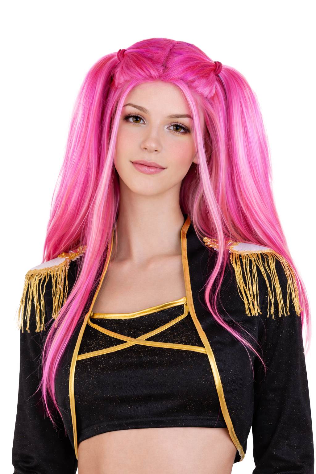 PARRUCCA FUCSIA CON CODINI POP STAR